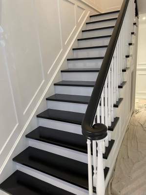 Stained and painted stairs 